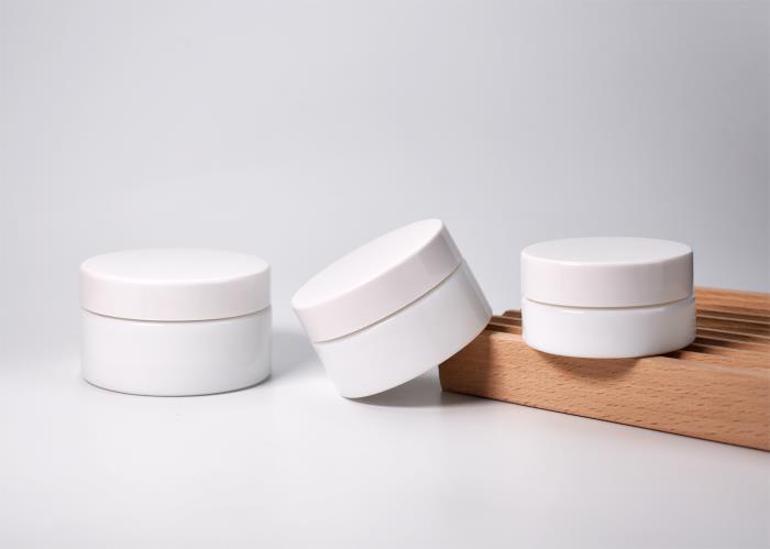 JG-F29 50G Milk White Glass Cosmetic Jar